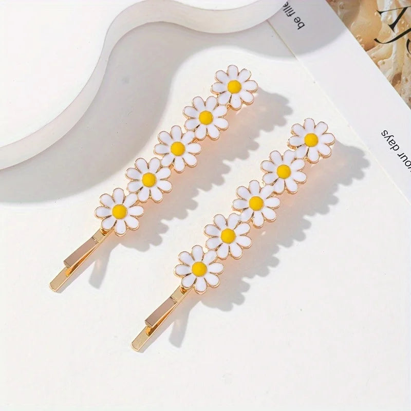 Small Daisy Alloy Flower Hairpins – Women's Floral Bangs Clip Flower Hairpins Babs