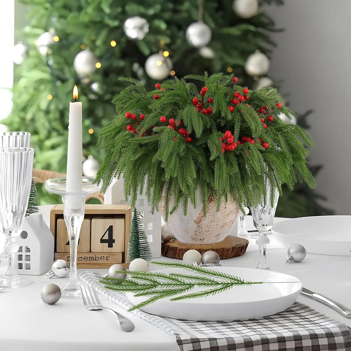 12/24pcs Artificial Pine Needle Picks – Holiday & Fall Decor Artificial Pine Picks Babs