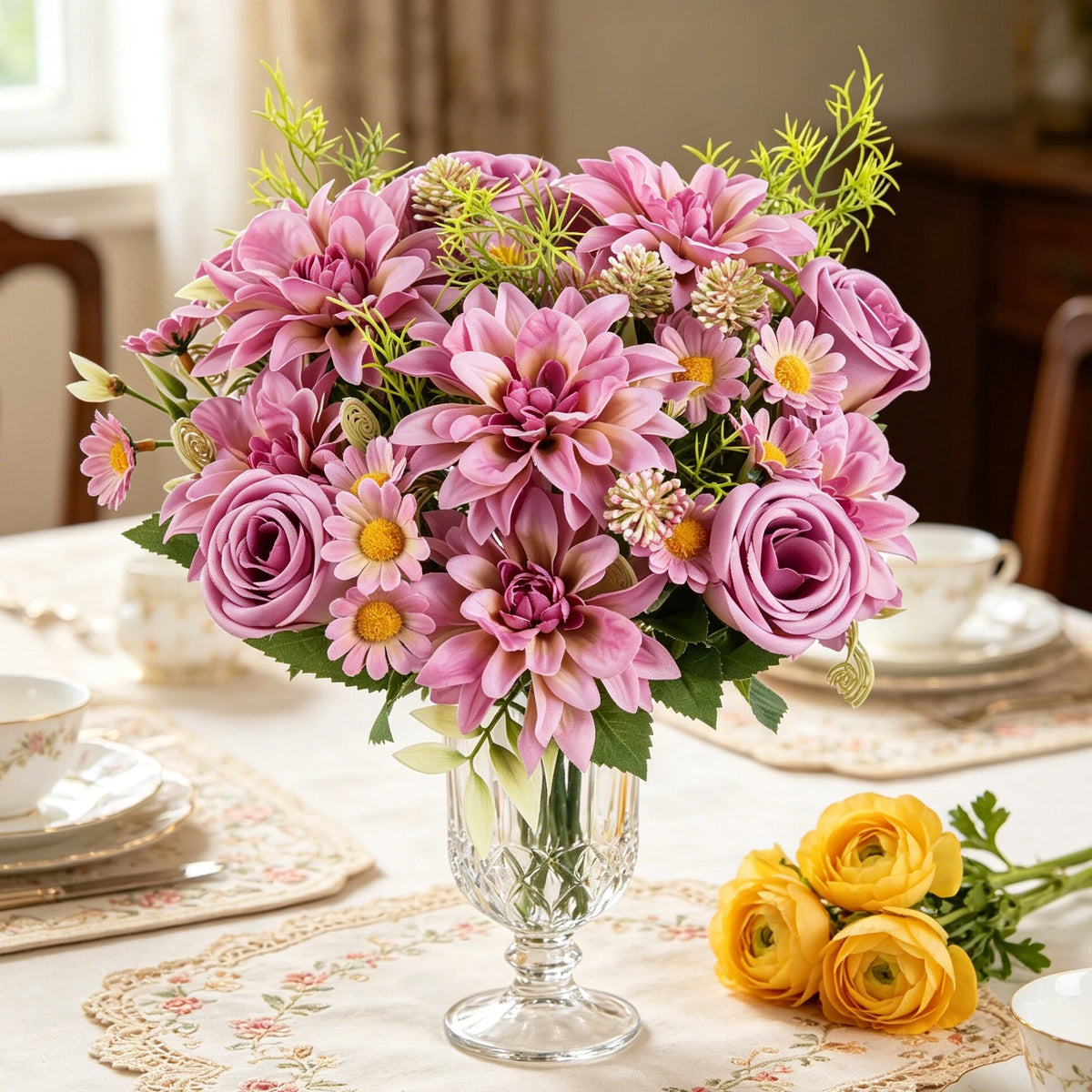 Silk Dahlia Artificial Flowers – Wedding & Home Décor Bouquet Artificial Silk Flowers Babs