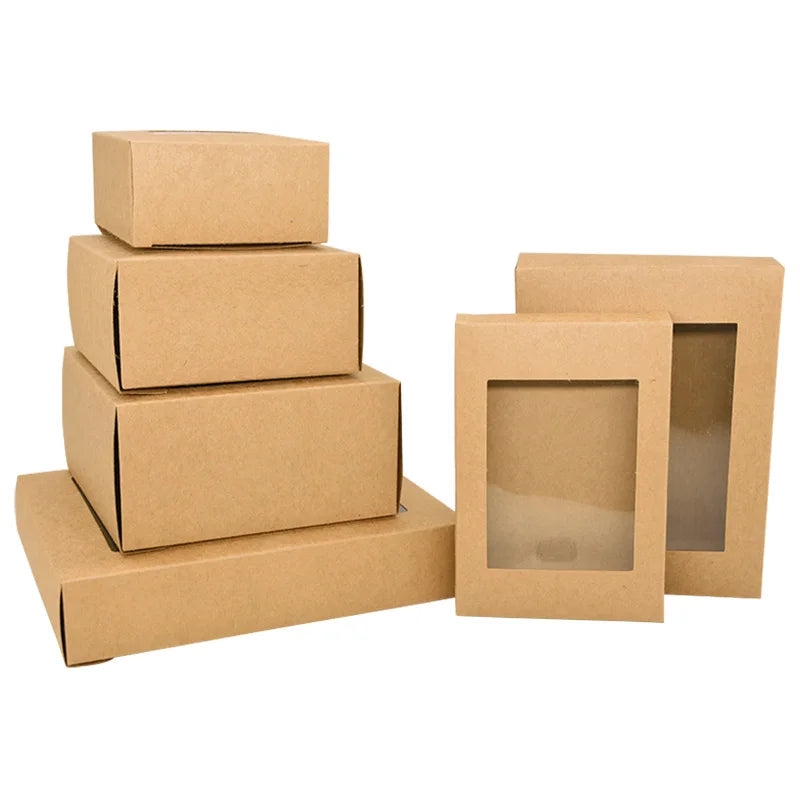 6-Pack Kraft Paper Gift Boxes with Window | Party & Wedding Favors Gift Packaging Box Babs brown 8x8x4cm