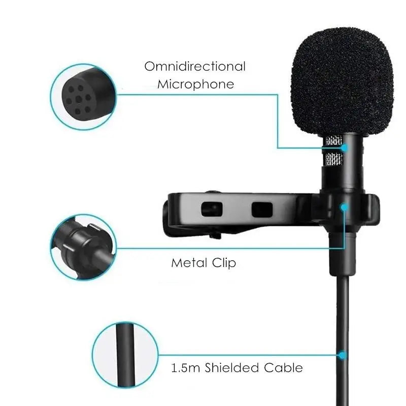 HUXUAN Clip-on Lapel Condenser Mic – USB 3.5mm Type-C Lapel Condenser Microphone Babs