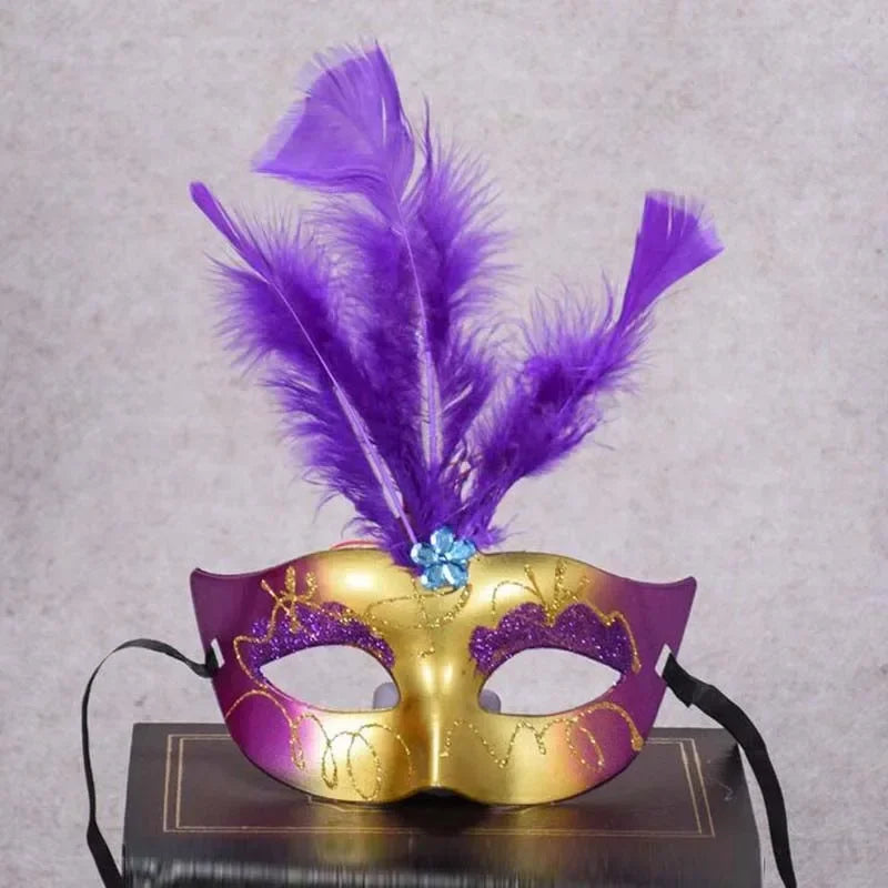 LED Flashing Feather Venice Mask – Masquerade Party Cosplay Feather Ball Mask Babs 5