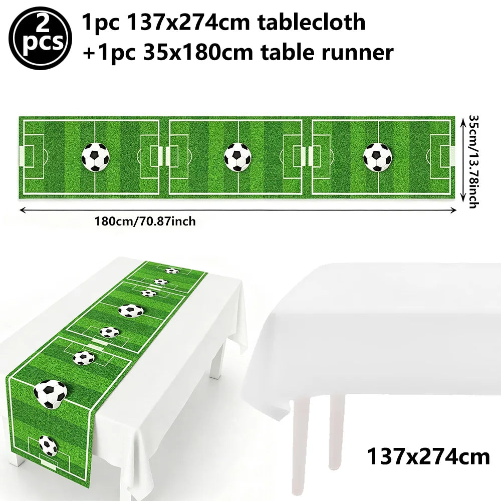 Soccer Football Party Supplies – Plates, Cups, Napkins & Runner Party Tableware Set Babs Fluorescence Yellow