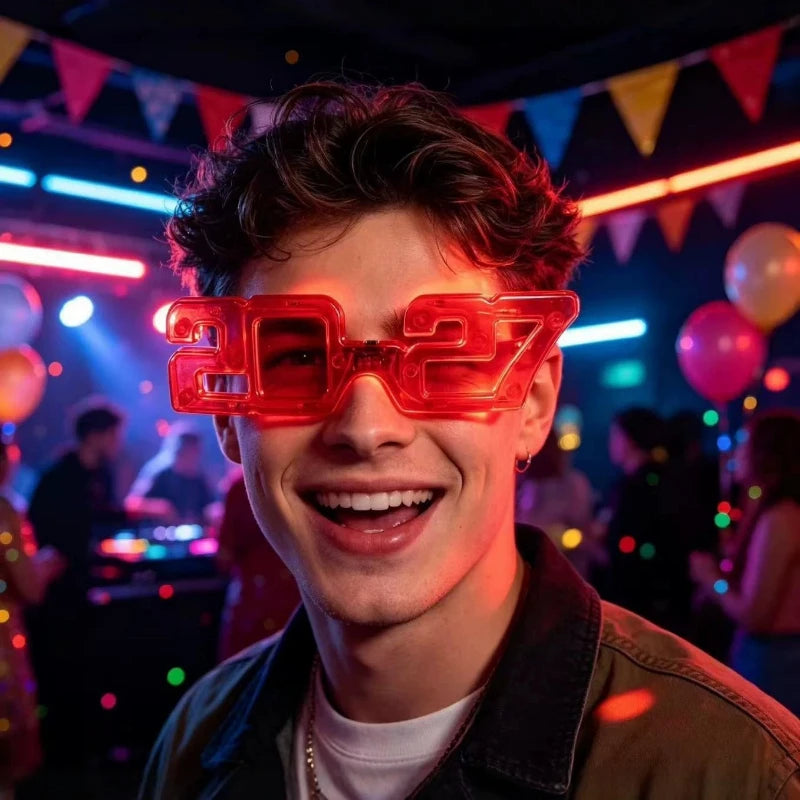 12pcs LED 2027 Glasses New Year Graduation Party Photo Props LED Party Glasses Babs