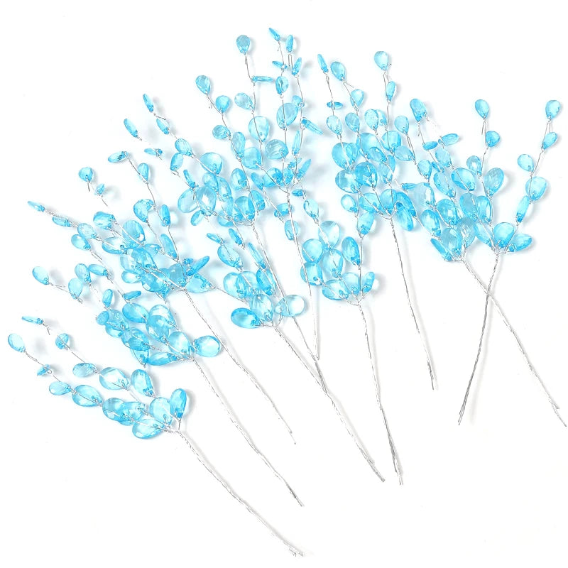 10Pcs Acrylic Crystal Teardrop Bead Bouquet – DIY Wedding Décor Artificial Flower Bouquet Babs Blue 10Pcs