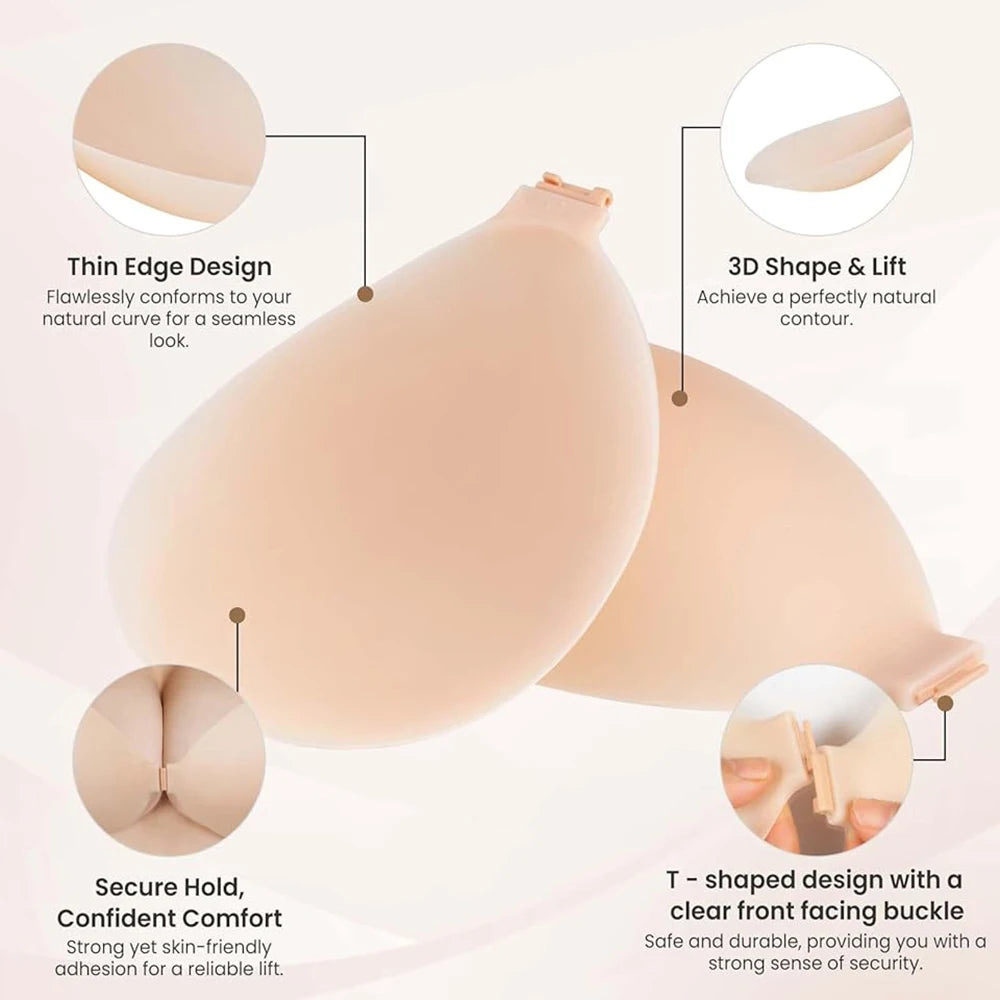 Adhesive Strapless Sticky Bra – Invisible Silicone Push Up Adhesive Silicone Bra Babs