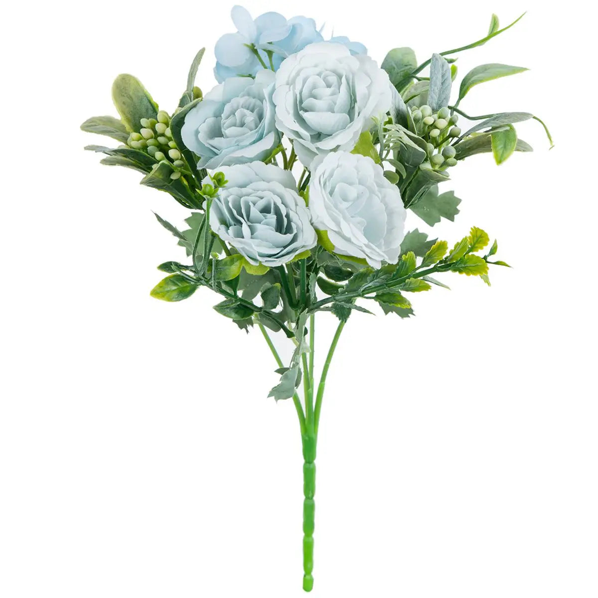 Silk Rose Hydrangea Artificial Flower Bouquet – Wedding & Home Artificial Flower Bouquet Babs Blue 1 pc