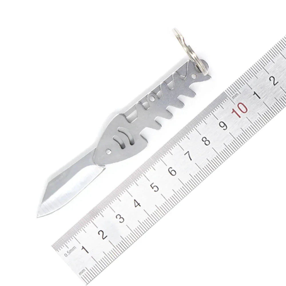 Fish Bone Mini Pocket Knife – Stainless Steel Camping Keychain Mini Pocket Knife Babs 1pc