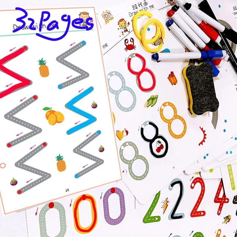 Kids Maze & Writing Activity Pen Training Card Watercolor Set Kids Activity Set Babs