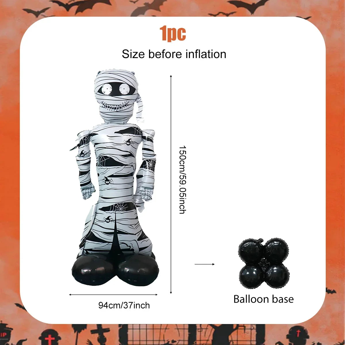 Large Mummy Foil Balloon – Halloween Party Decoration Prop Halloween Foil Balloon Babs 1pc Standing Mummy Other Other