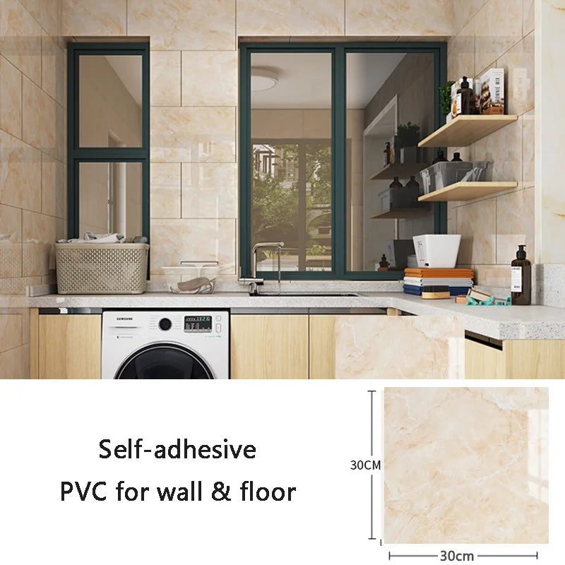 Self-Adhesive Marble PVC Floor & Wall Stickers 30x30cm Wall & Floor Stickers Babs ELS-17 10pcs-30x30cm