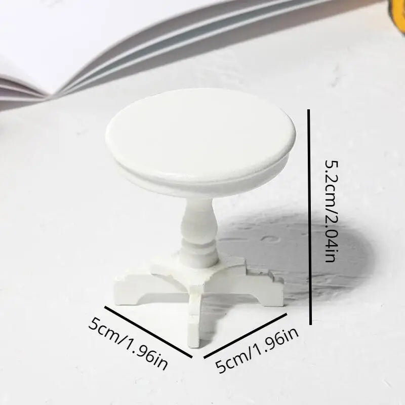 1:12 Dollhouse Miniature Round Dining Table – Birch Wood Dollhouse Miniature Furniture Babs