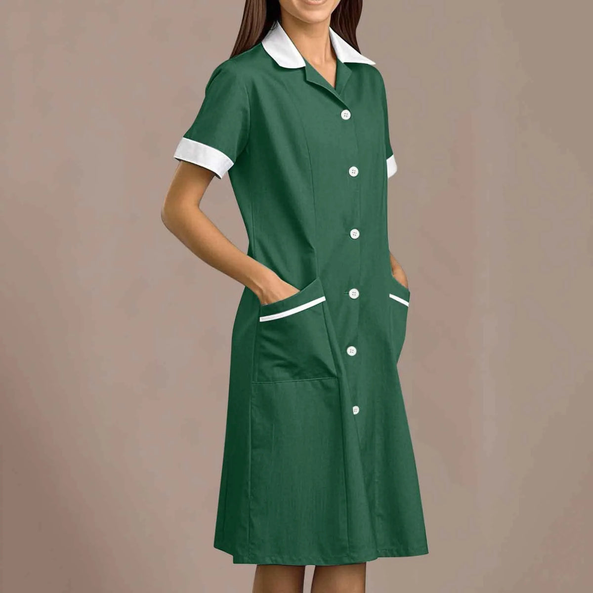 Women's White Lab Coat Long Sleeve Nurse Uniform Gown S–XXL Women's Lab Coat Babs Dark Green XL