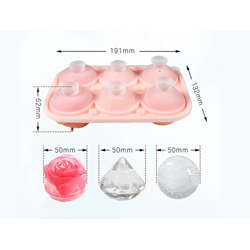 3D Rose Silicone Ice Cube Tray – 4/6 Grid Flower Shape Mold Silicone Ice Mold Babs