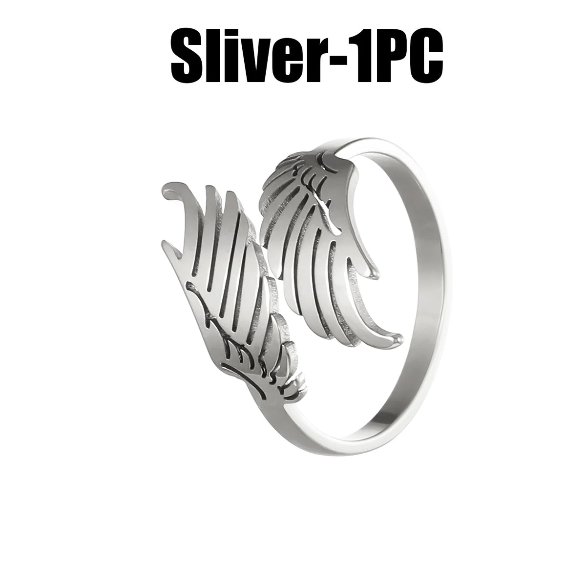 Geometric Wing Open Ring – Stainless Steel Unisex Fashion Fashion Ring Babs Sliver 1PC