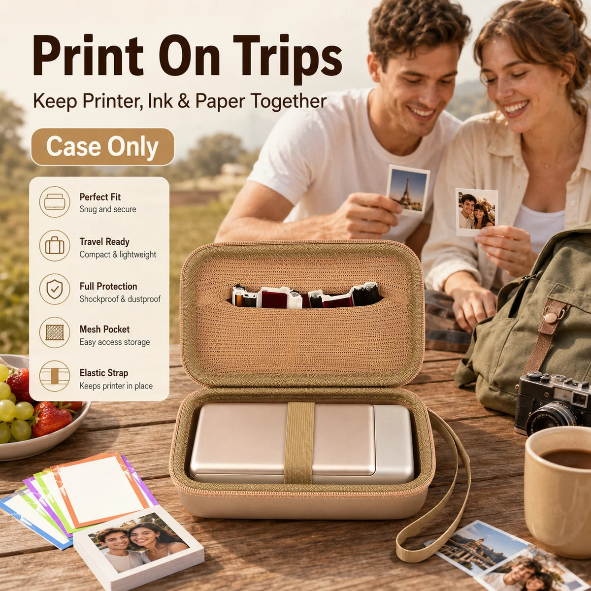 Hard EVA Travel Case for Liene Pearl N200 Pro Printer – Gold Printer Travel Case Babs