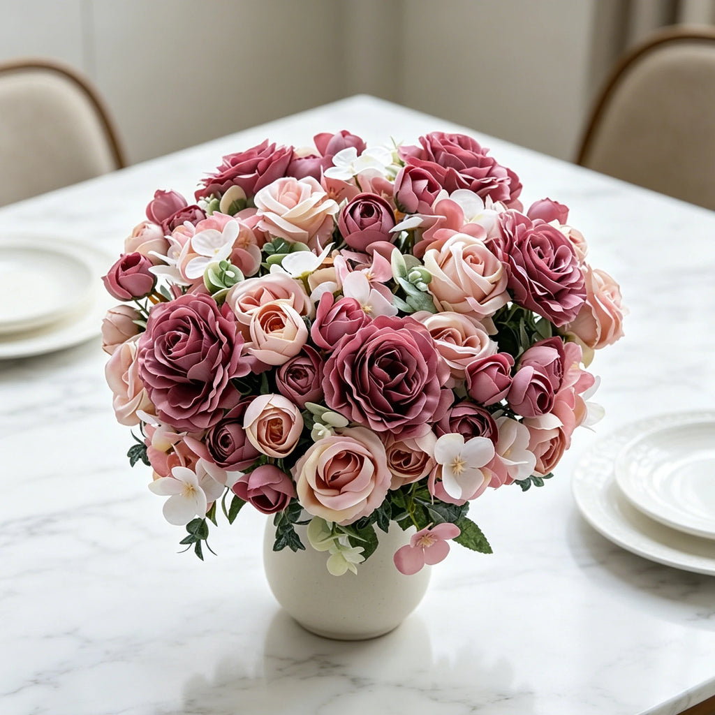 Silk Rose Artificial Flower Bouquet – Wedding & Home Décor Artificial Flower Bouquet Babs