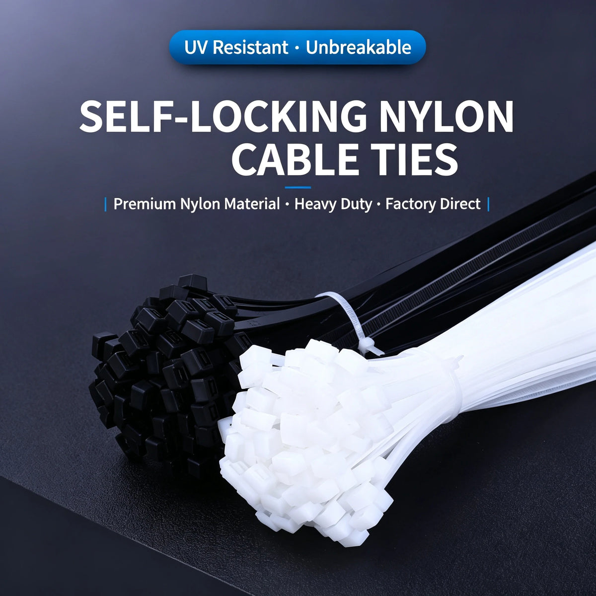 500Pcs Nylon Self-Locking Zip Cable Ties – Home & Office Nylon Cable Ties Babs
