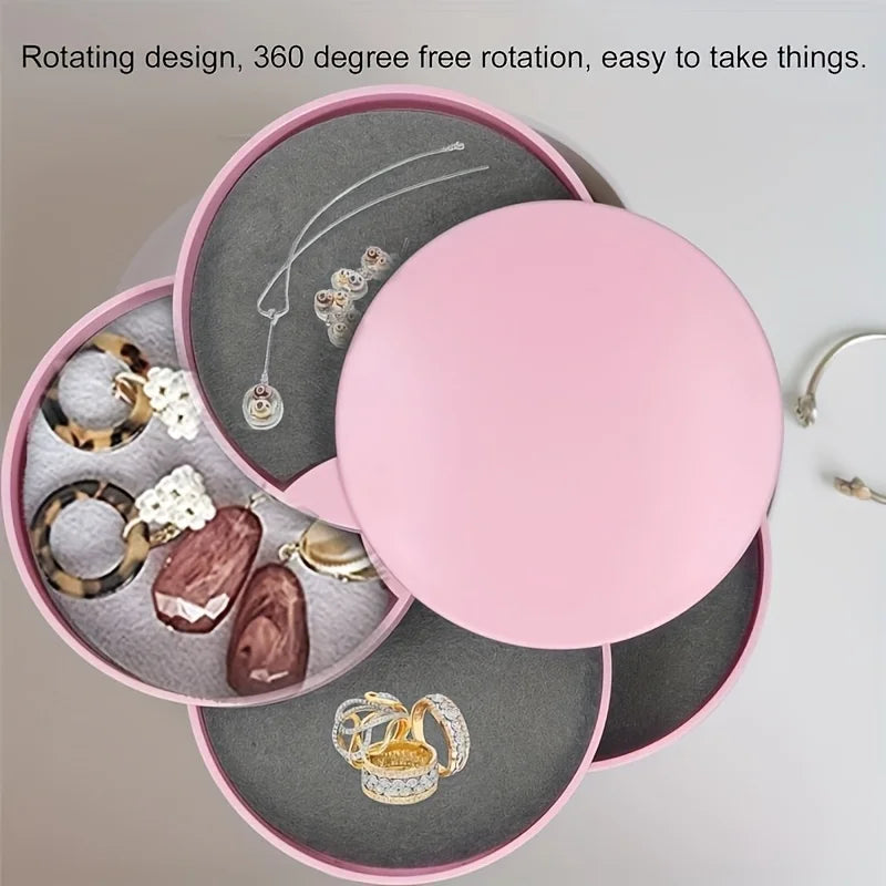 4-Layer Rotating Jewelry Storage Box – Travel Organizer with Lid Jewelry Storage Box Babs