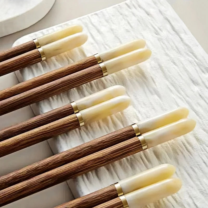 5 Pairs Reusable Wooden Chopsticks – Sushi & Asian Dining Set Wooden Chopstick Set Babs 5 pair white