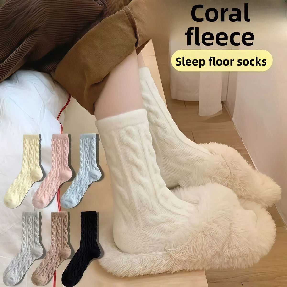 Thick Coral Fleece Winter Socks for Women – Cozy Plush Sleep Socks Plush Winter Socks Babs