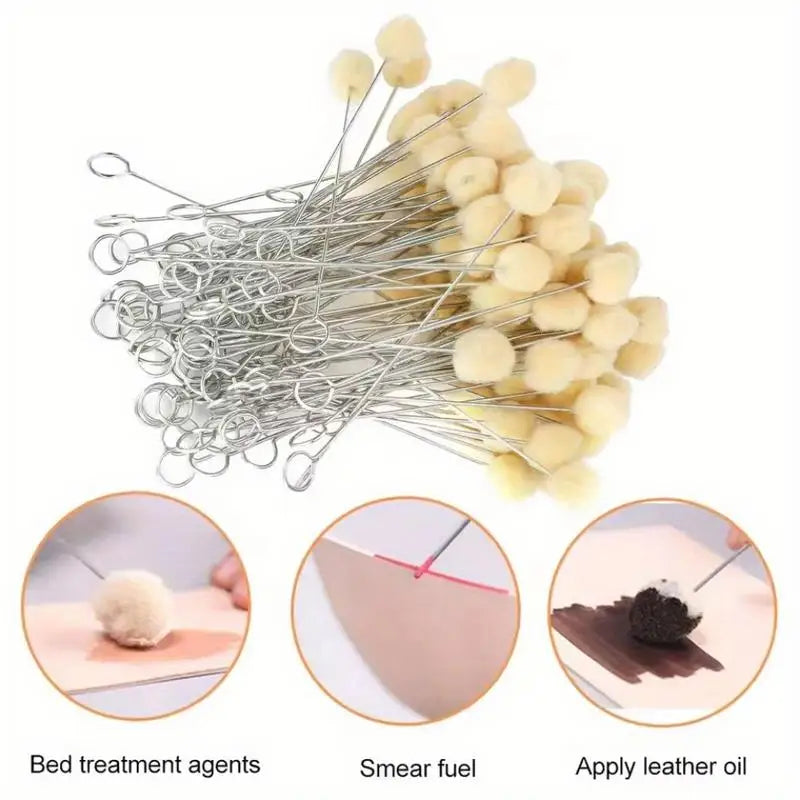 100Pcs Wool Daubers Ball Brush – DIY Leather Dye Applicator Leather Craft Daubers Babs