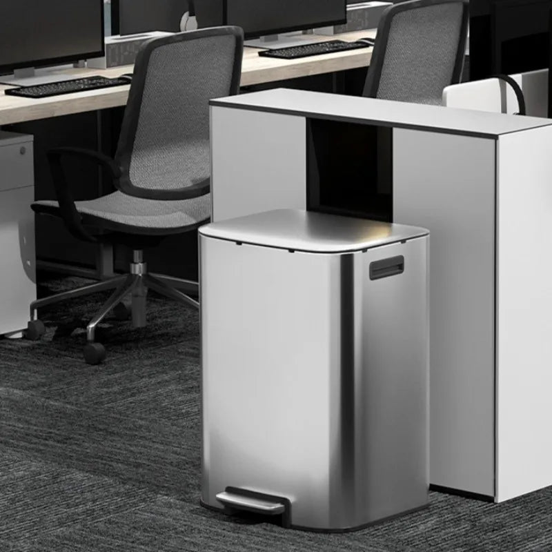 Stainless Steel Pedal Trash Can – 8L Rectangular Dustbin Pedal Trash Can Babs
