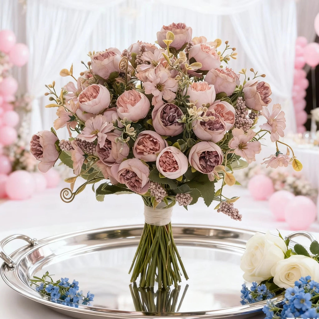 Silk Rose Peony Artificial Flowers – Wedding & Home Décor Bouquet Artificial Flower Bouquet Babs