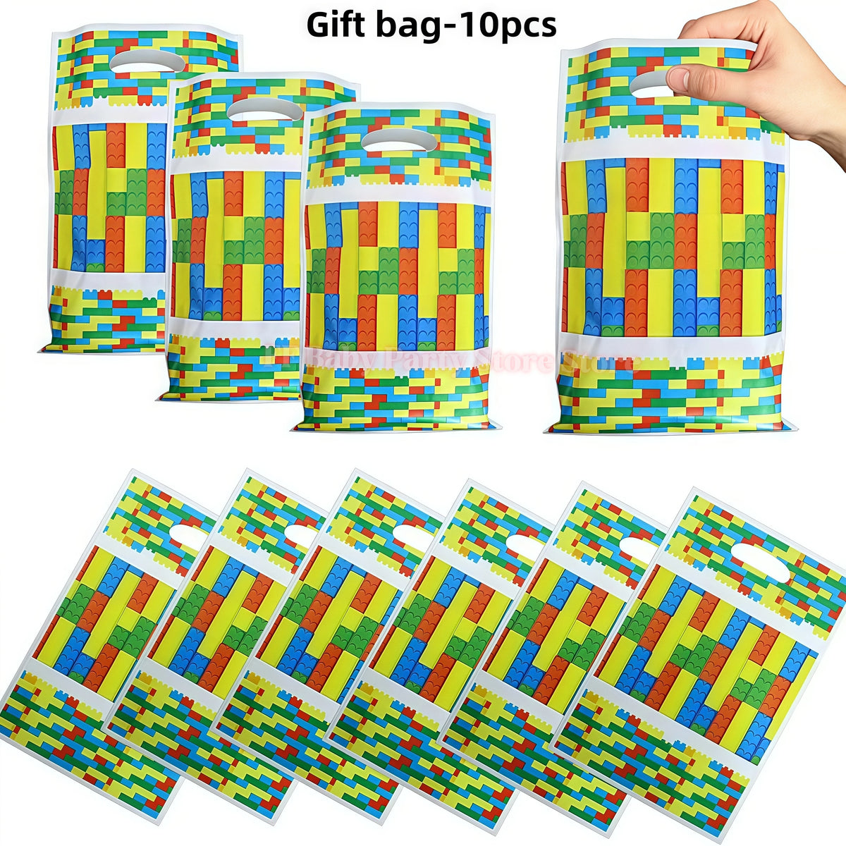 Building Blocks Birthday Party Kit – Plates, Cups, Balloons Party Tableware Kit Babs 10pcs Gift bags