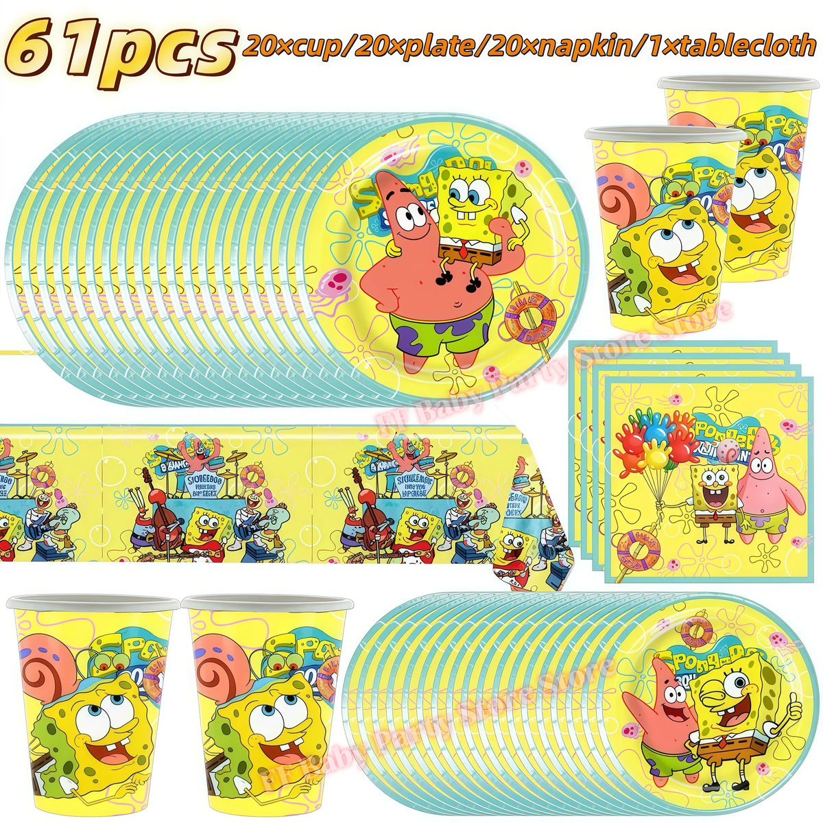 Cartoon Kids Birthday Party Decoration Set – Balloons, Backdrop & More Kids Party Decoration Set Babs 61pcs