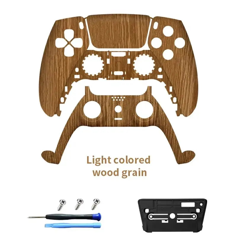 PS5 Controller Front Shell Wood Grain – BDM-010 to 050 Replacement Controller Replacement Shell Babs