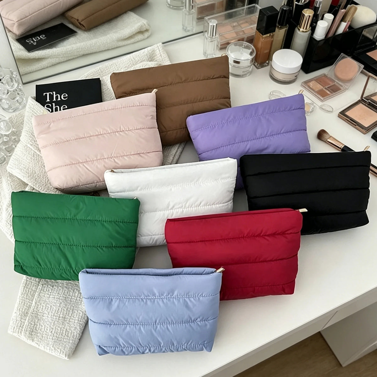 Quilted Cosmetic Bag Large Capacity Travel Makeup Organizer Cosmetic Travel Bag Babs