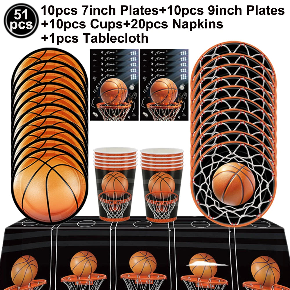 Basketball Birthday Party Decor – Foil Balloon, Banner & Swirls Party Decoration Set Babs Clear As pictures show