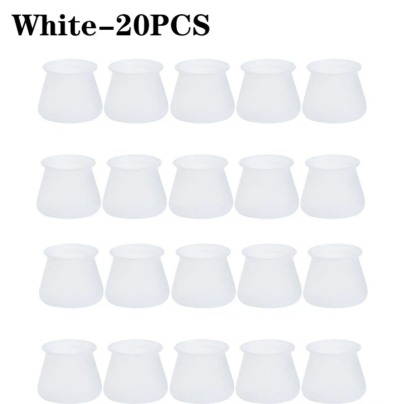 Silicone Chair Leg Caps – Anti-Slip Floor Protector Pads Furniture Leg Caps Babs White-20PCS