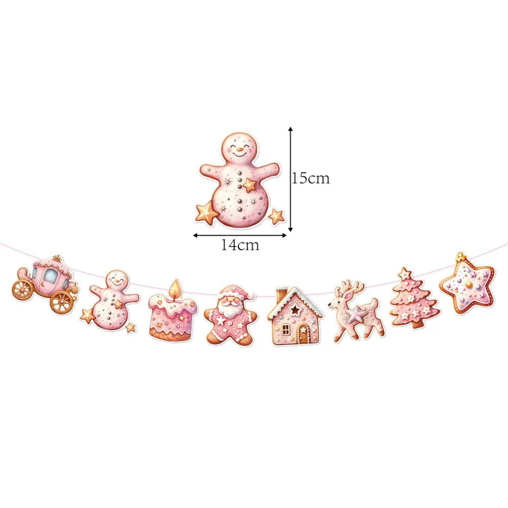 Christmas Snowflake Gingerbread Man Hanging Spiral Decorations Holiday Party Decor Babs Clear