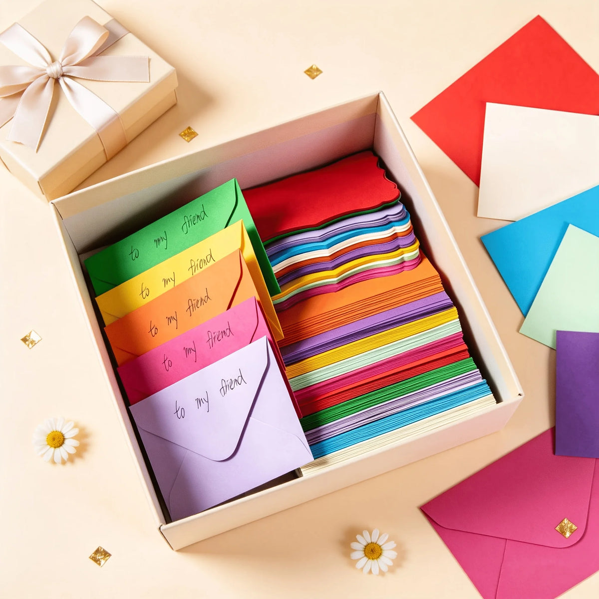 84-Pc Multicolor Wavy Edge Note Cards & Envelopes – DIY Kit Greeting Card Kit Babs
