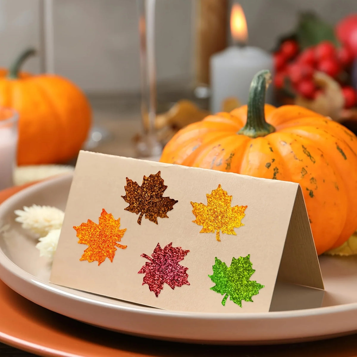 500pcs Laser Holographic Leaf Stickers for Cards & Gifts Decorative Stickers Babs
