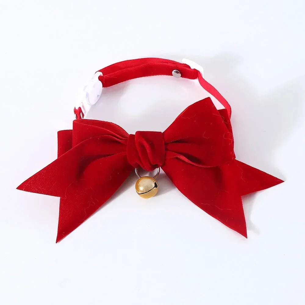Ribbon Bowtie Breakaway Collar for Cats, Kittens & Small Dogs Pet Bowtie Collar Babs Red S (neck 17-33cm)