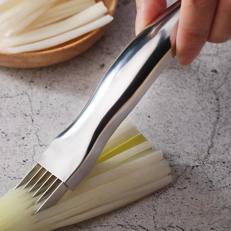Stainless Steel Green Onion Shredder Knife – Curved Handle Vegetable Shredder Knife Babs