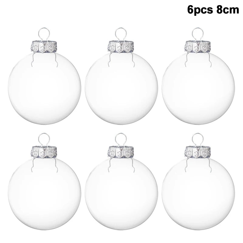 6-Pack Clear Fillable Christmas Ball Ornaments | Xmas Baubles Christmas Ball Ornaments Babs 6pcs 8cm ball as picture