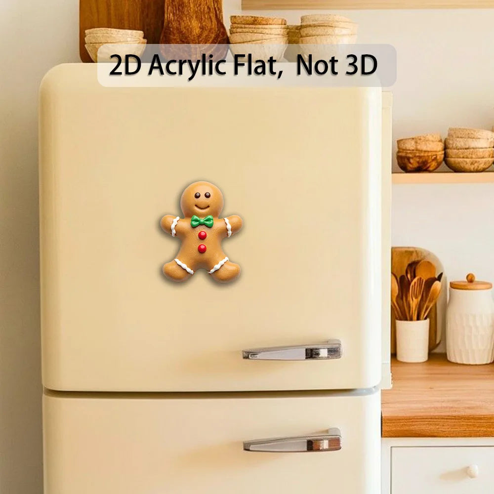 Gingerbread Man Fridge Magnet – Acrylic Xmas Decor Gift Fridge Magnet Babs