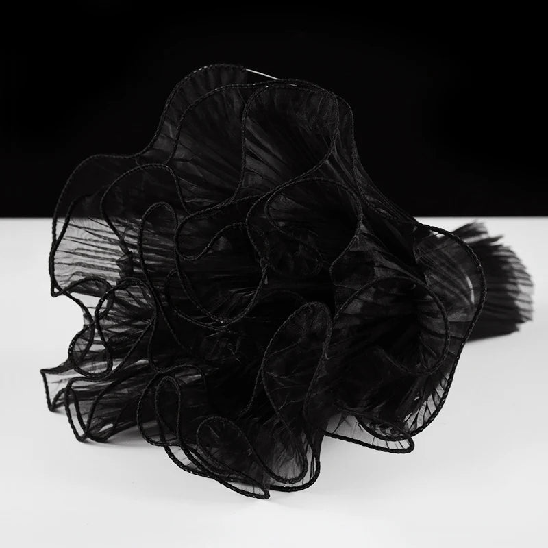 4 Yards Flower Wrapping Lace Mesh Yarn | Bouquet Gift Packaging Gift Wrapping Yarn Babs Black