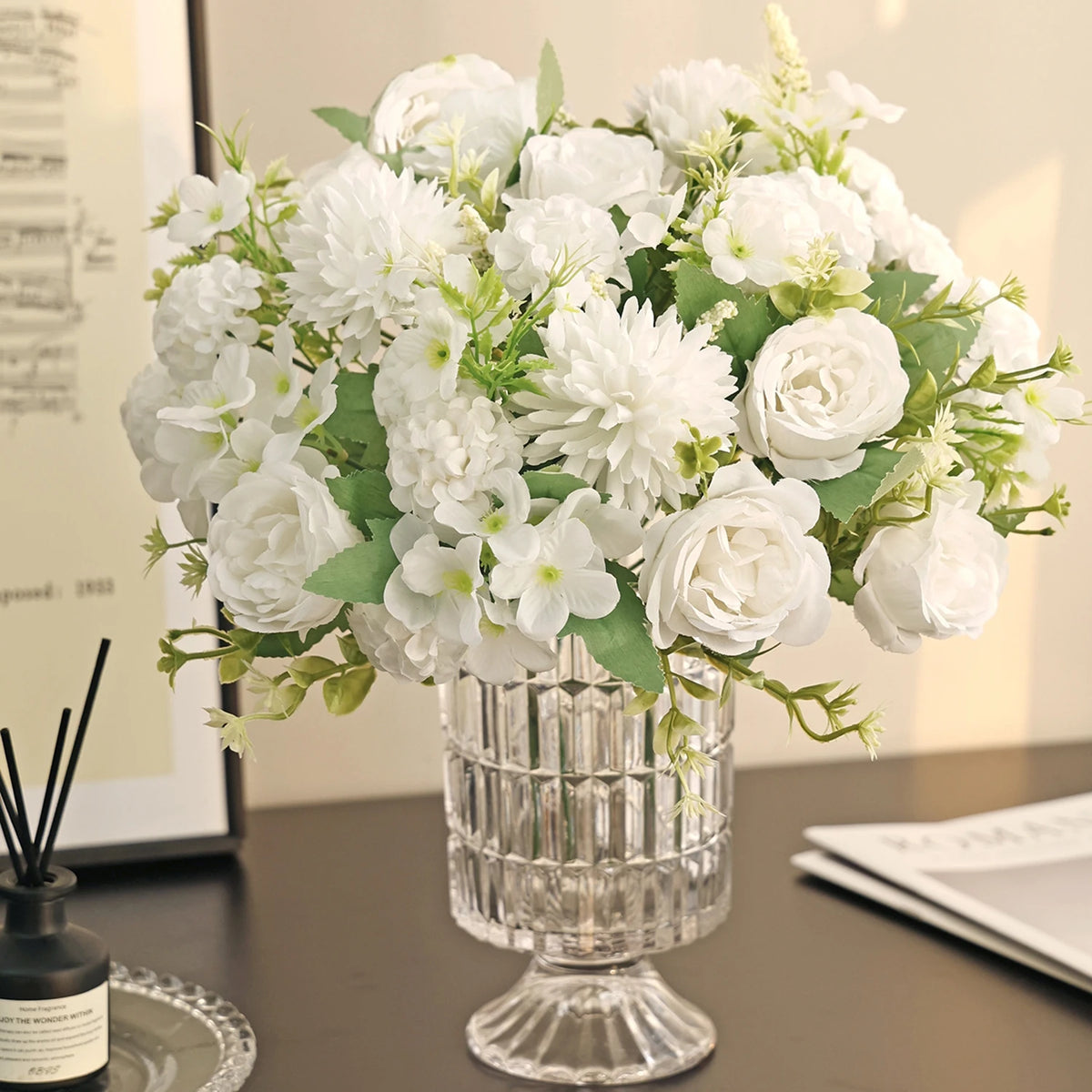 Artificial Silk Hydrangea Rose Bouquet for Home & Wedding Décor Artificial Flower Bouquet Babs