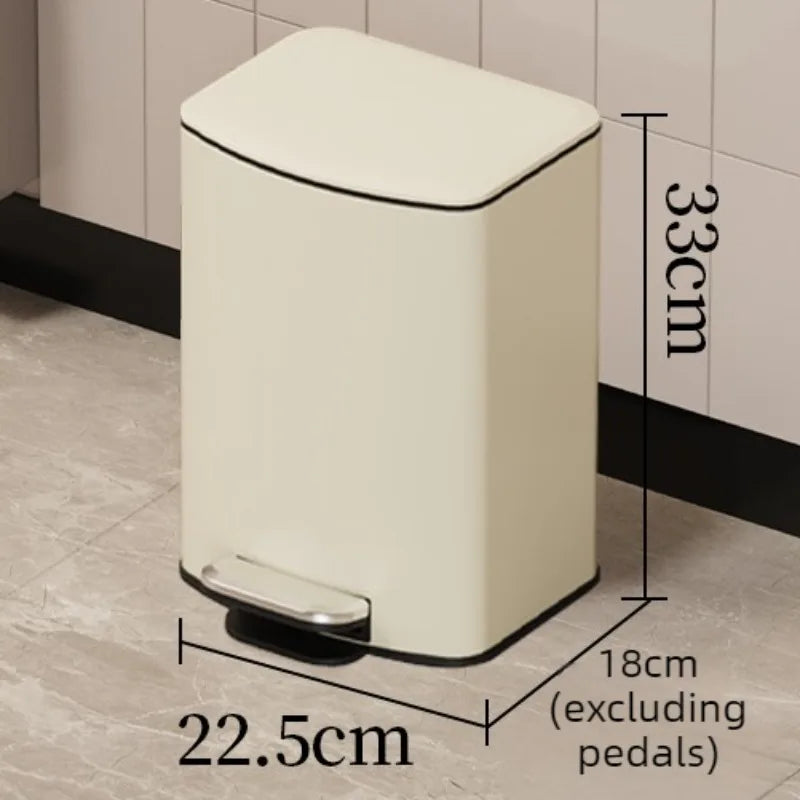 Stainless Steel Pedal Trash Can – 8L Rectangular Dustbin Pedal Trash Can Babs 8L-White