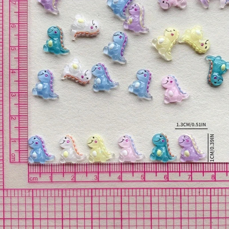 50Pc Glow Dinosaur Resin Charms – DIY Nail Hair Jewelry Resin Craft Charms Babs