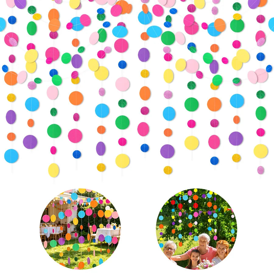 Colorful Polka Dot Paper Garland Circle Banner – Party Décor Party Garland Banner Babs