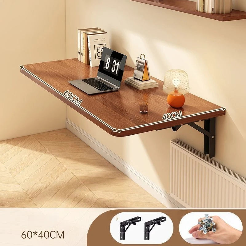 Wall Mounted Folding Desk – Solid Pine Wood Minimalist Table Folding Wall Desk Babs Brown-60X40CM