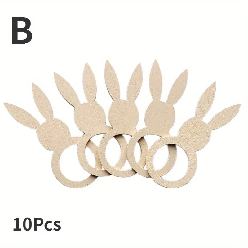 10-Pack Easter Rabbit Ear Wooden Napkin Ring Holders Napkin Ring Holders Babs B-10pcs