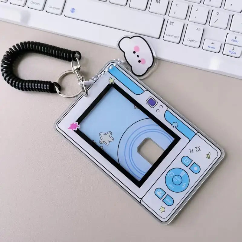 Camera-Shaped Acrylic Photocard Holder with Coil Lanyard Photocard Holder Babs A4