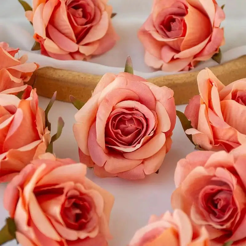 Silk Rose Flower Heads 5/10pcs – Wedding & DIY Decor Artificial Flower Heads Babs color 11 10 pcs